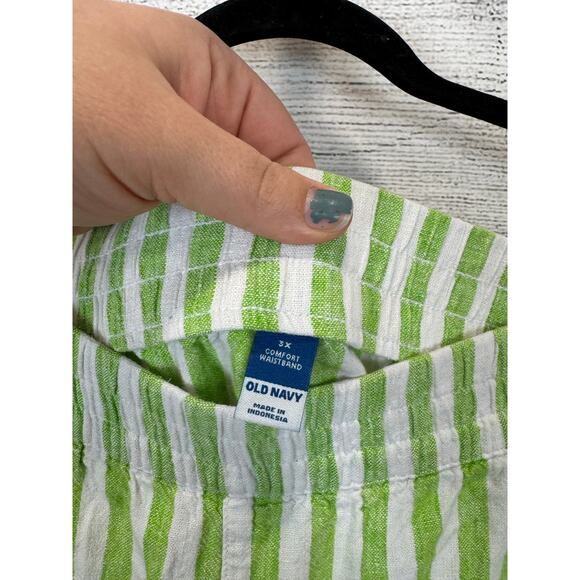 Old Navy Plus Size Green & White Striped Linen Blend Shorts Size 3X - Picture 4 of 7